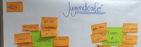 Beteiligungspinnwand mit beschrifteten Zetteln