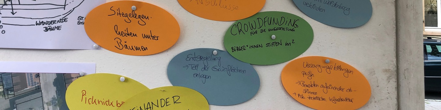 Pläne für den Platz & handgeschriebene Notizen der Teilnehmenden